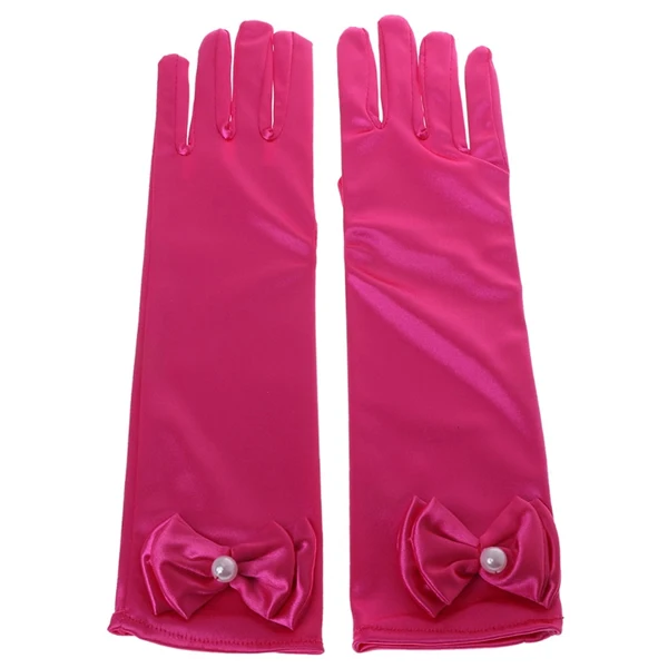 THINKTHENDO, детские длинные перчатки с бантиком, для девочек, для выпускного вечера, атласный костюм принцессы с рукавами до локтя - Цвет: HP
