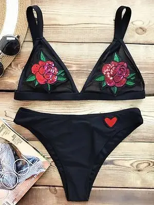 

ITFABS Womens Sexy Retro Floral Bikini Set Beach Tankini Swimsuit Monokini Bathing Swimwear Beachwear