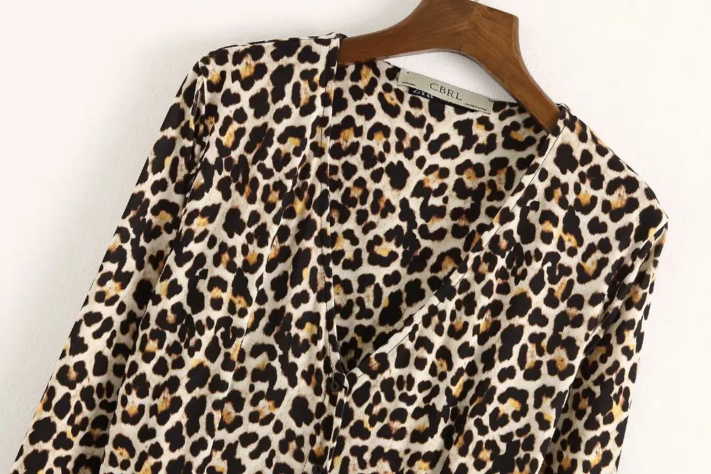 2019 весна za Для женщин leopard платье с принтом для девочек животных es vestidos течет