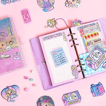 

JUGAL New Transparent PVC Spiral Note Book Hand Account Girl Diary Book A6 Loose-leaf Book Planner School Office Supply