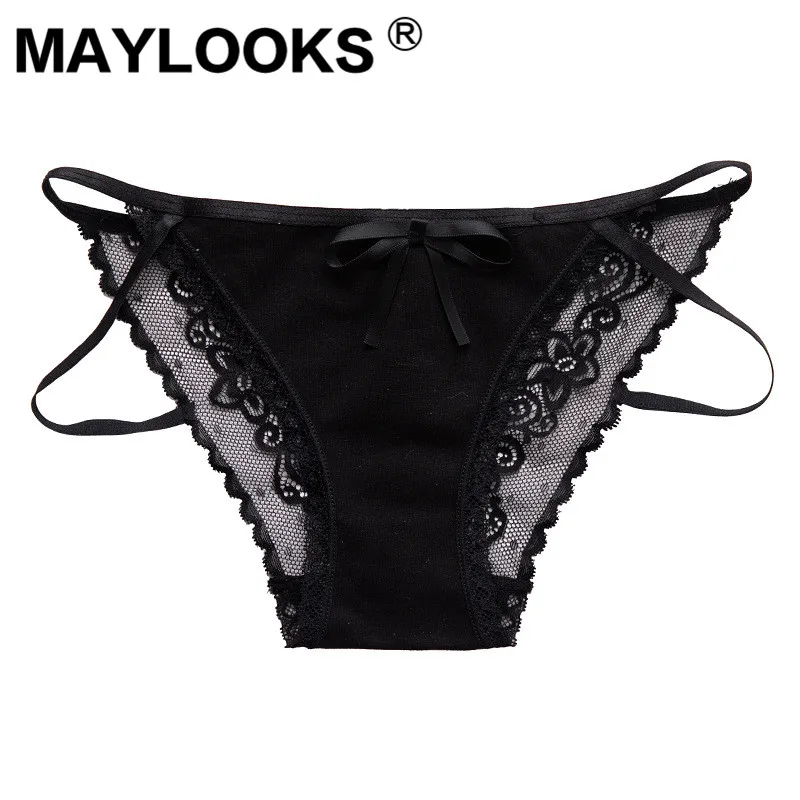 Maylooks New openwork panties women's low waist lace triangle briefs