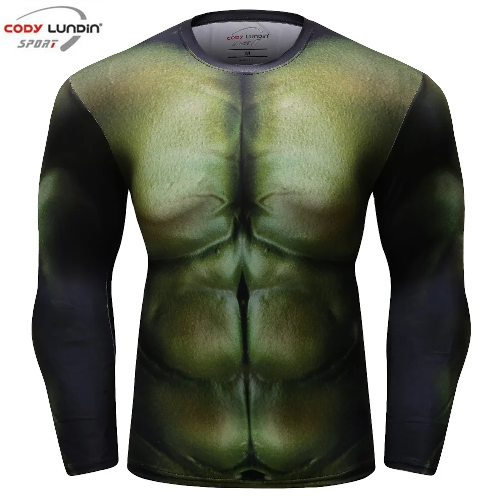 Skup Hulk wydrukowano długie rękawy 3d koszulki z krótkim rękawem mężczyźni kompresja Top Fitness t shirty 2019 nowość Slim T superbohatera