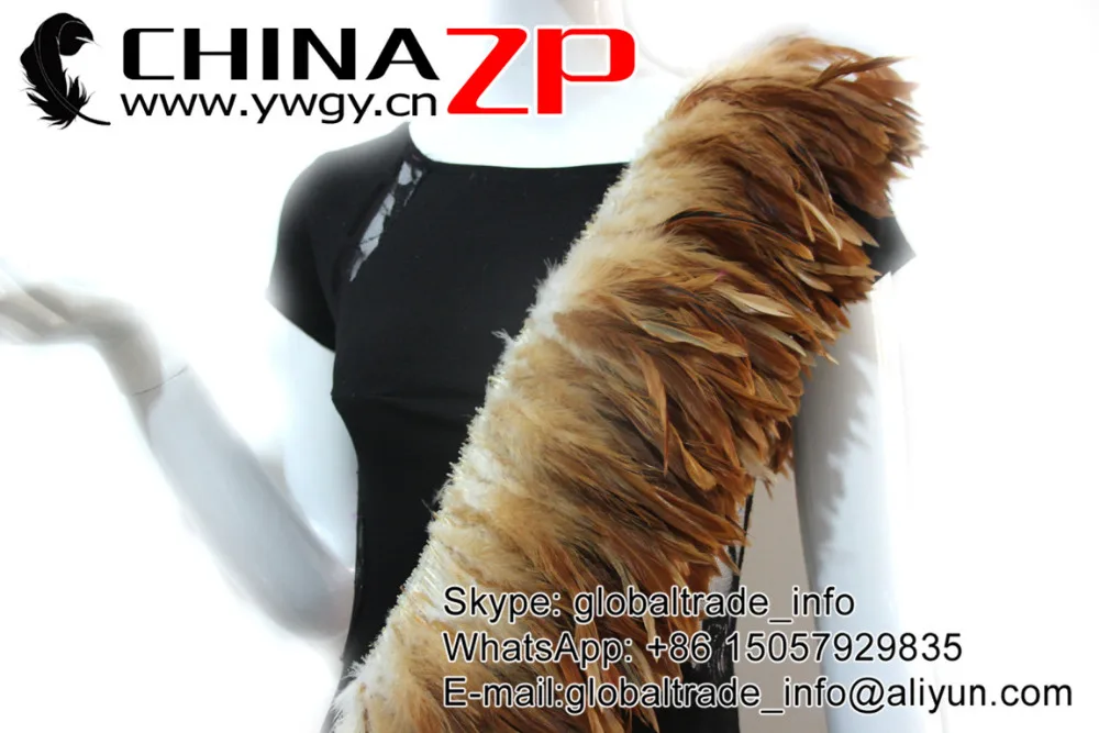 Natural Brown dyed wholesale strung cock feathers (8)