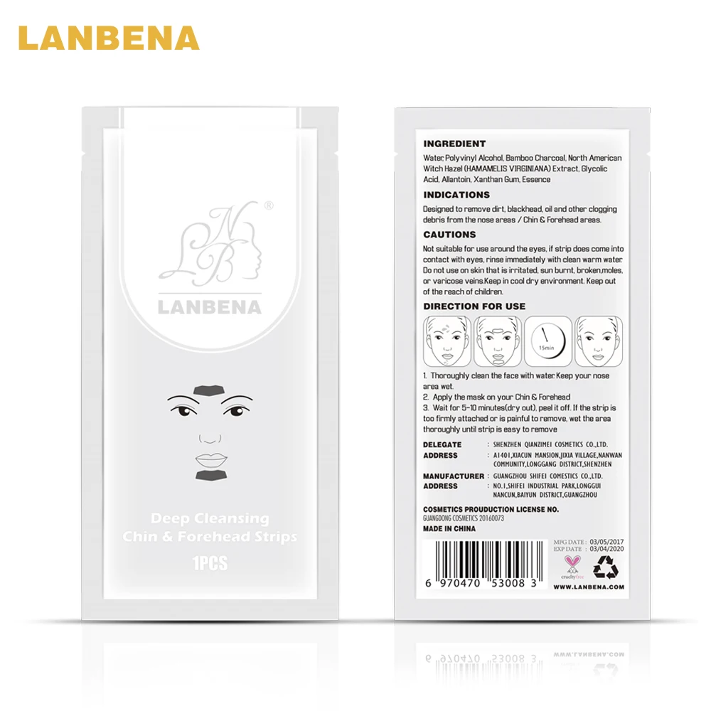 LANBENA маска для лба подбородка бамбуковая угольная для черных точек очищающий Отшелушивающий маска для очищения пор черная маска акне лечение кожи уход за кожей