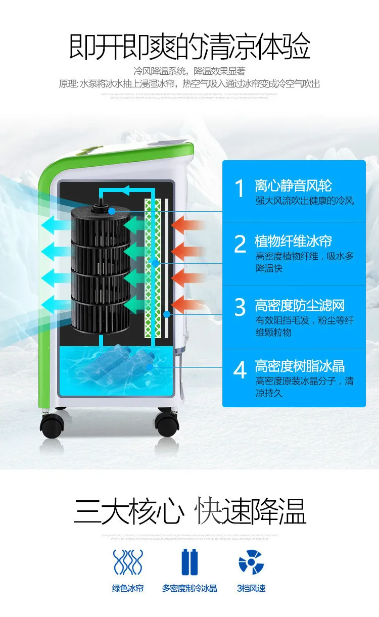 Немой мини портативный Прохладный электрический кондиционер для дома вентилятор охлаждения кондиционер с охлажденных ледяной кристалл 8 H