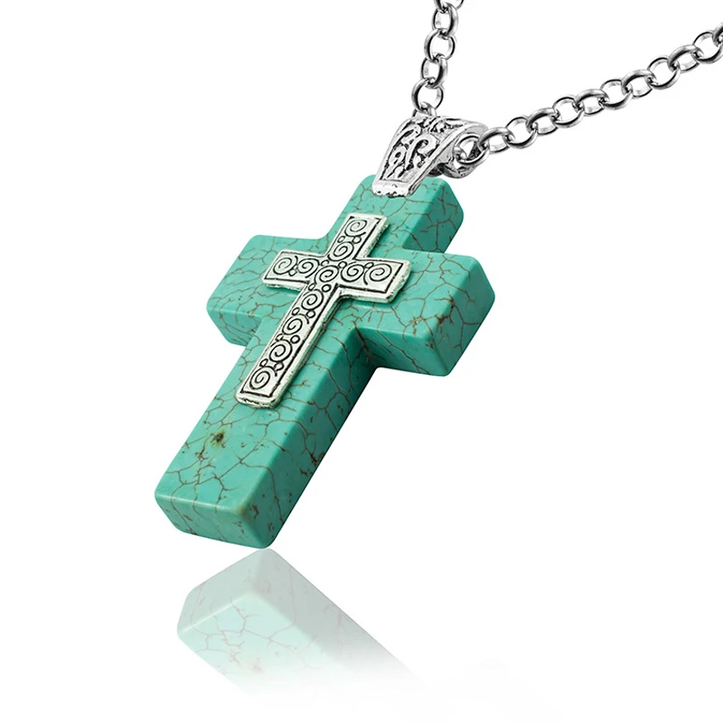 Simulated green stone Cross Pendant necklacein Pendants from Jewelry