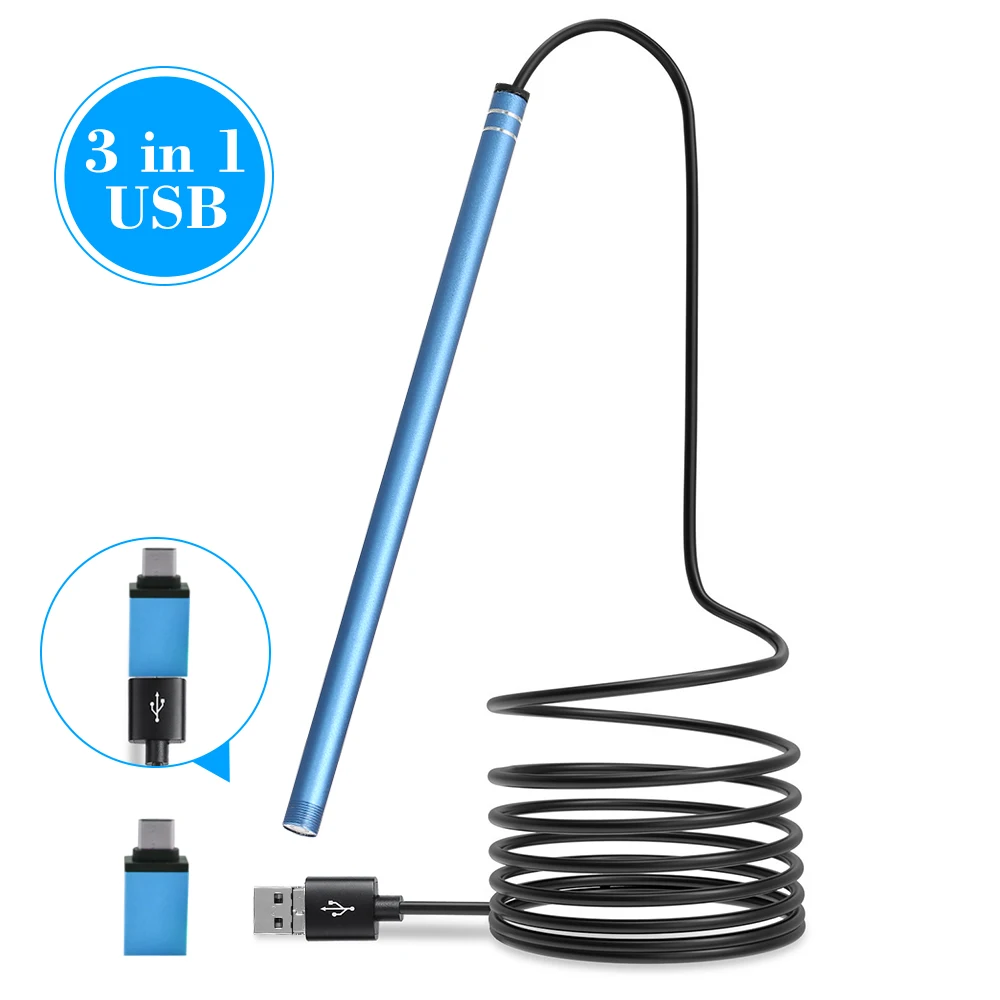 

3-in-1 USB WiFi Visual Ear Nose Inspection Endoscope Camera 6 LED 5.5MM Lens Health Care Cleaning Tool for Android/IOS/PC System