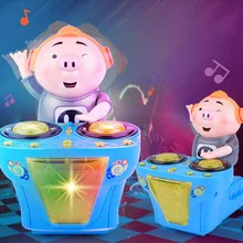 Модные детские DJ музыка качалка танец электрические игрушки "Свинка" освещение забавные детские развивающие игрушки
