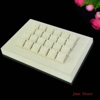 

2015 New Arrival Jewelry Display Pendant Tray Set Beige Velvet Jewelry Tray for Earrings Wooden Showcase Presente
