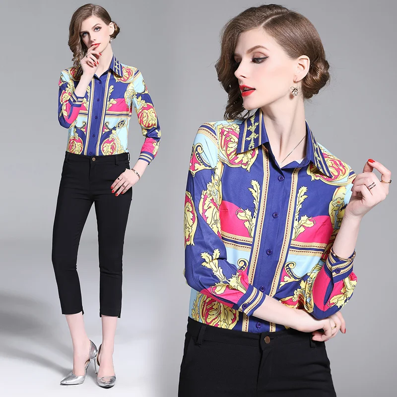 New Spring White yellow Patchwork printing summer blouse 2019 Women Clothes Sexy long Shirt Korean Elegant Femme |
