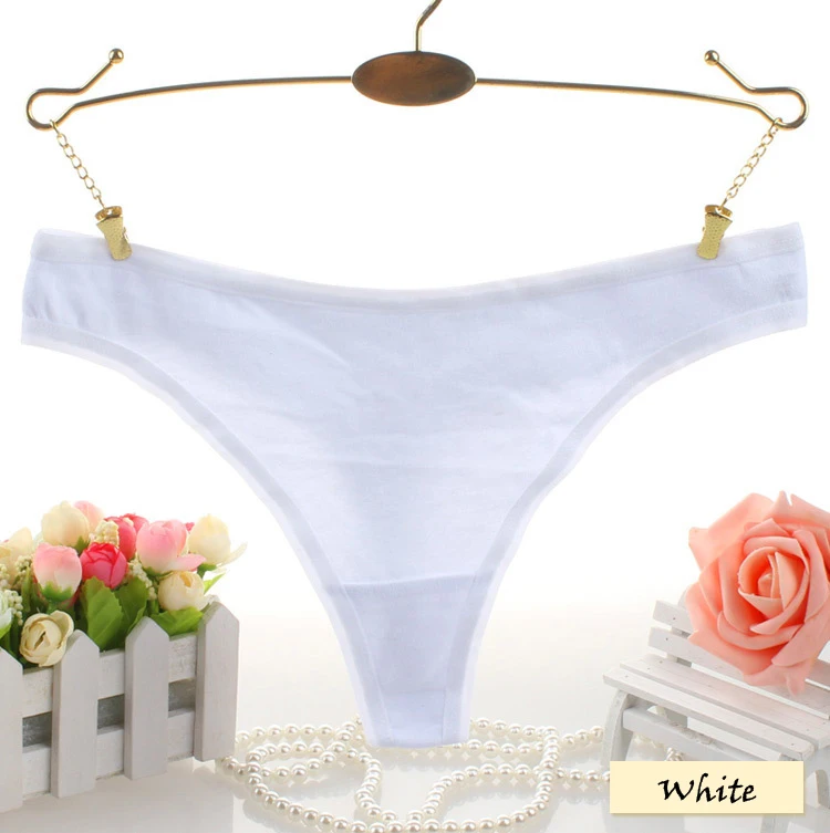 Plus Size Women Cotton Sexy G String Fashion Solid Panties Women's Thongs Briefs Low Waist Underwear (12)