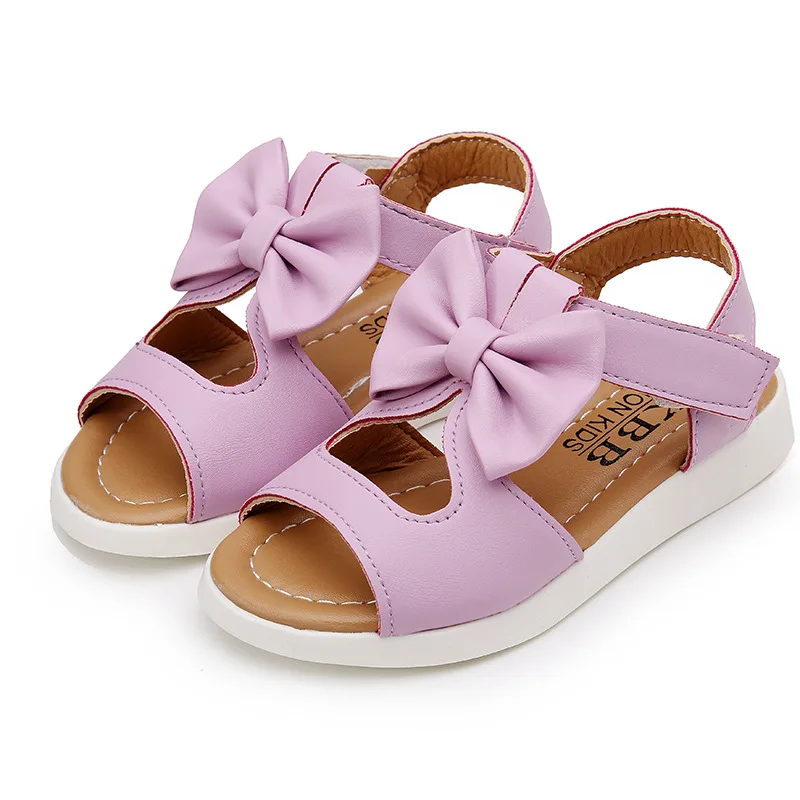 

Summer Girls Sandals Cute Bowknowt Princess Shoes PU Leather Kids Sandals Antiskid Girls Casual Shoes Flat Outdoor Beach Sandals
