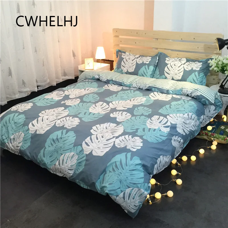 

3pcs/4pcs Nordic Tropical Plants Bedding Set Polyester Home Textiles Leaves Bed Sheet/Duvet Cover/Pillowcase Beddingset