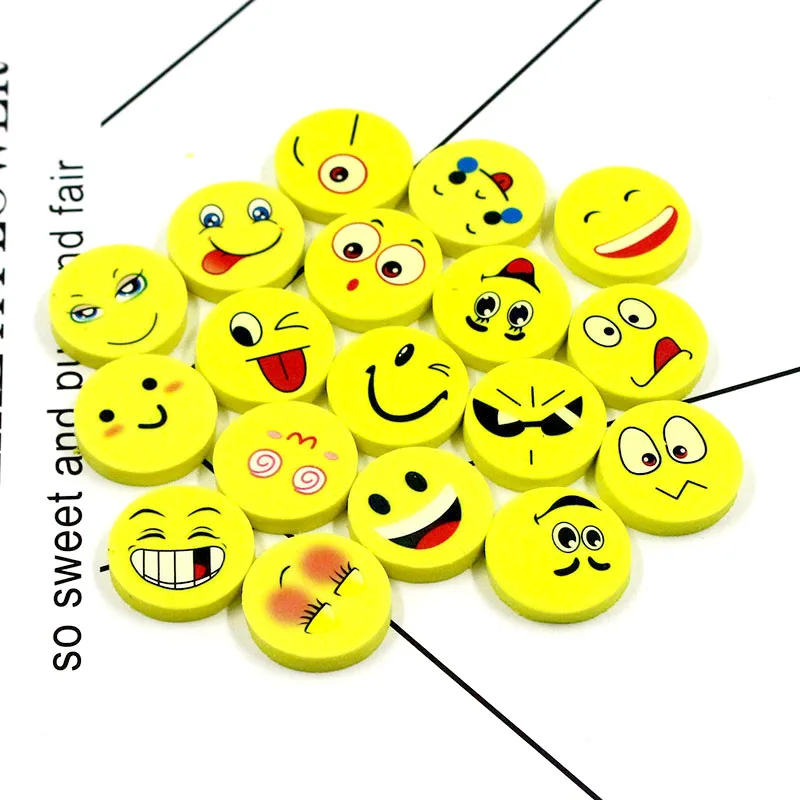 

4 pieces / set of cartoon smiley pencil eraser novelty stationery school supplies kawaii material cute eraser randomly sent