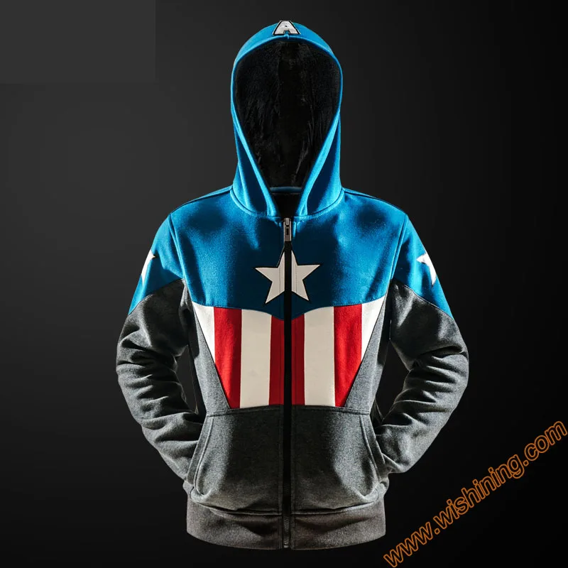 Buy Cool Captain America Hoodie Superhero Men Boy Zip
