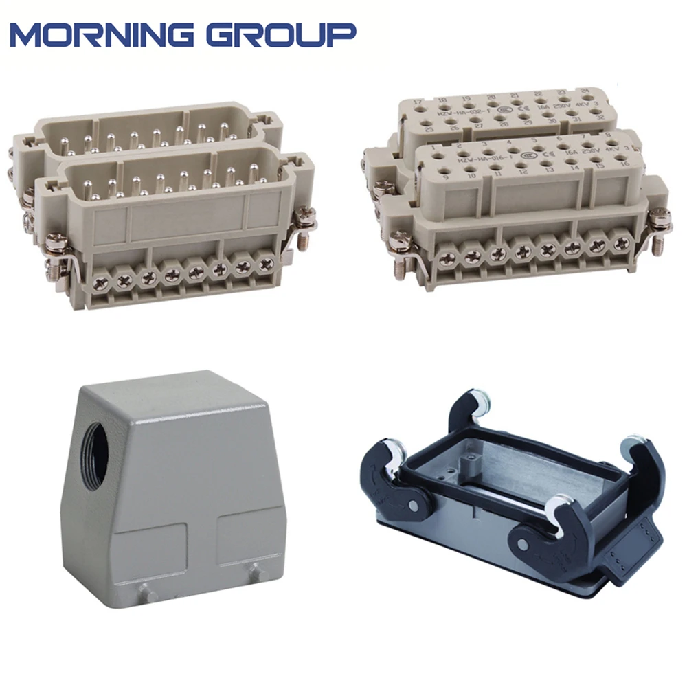 

HA-032 32 pins multi pins screw terminal heavy duty connector male female insert hood housing