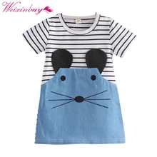 WEIXINBUY/Повседневные платья с длинными рукавами для маленьких девочек летнее платье в полоску