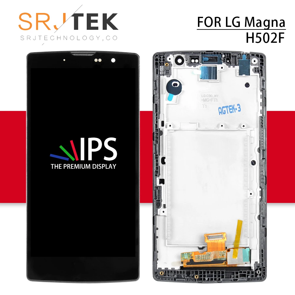

Srjtek For LG Magna H502F LCD Touch Screen Digitizer Assembly with Frame H500 H502 H525 LCD Display Replacement H502F Y90 H502