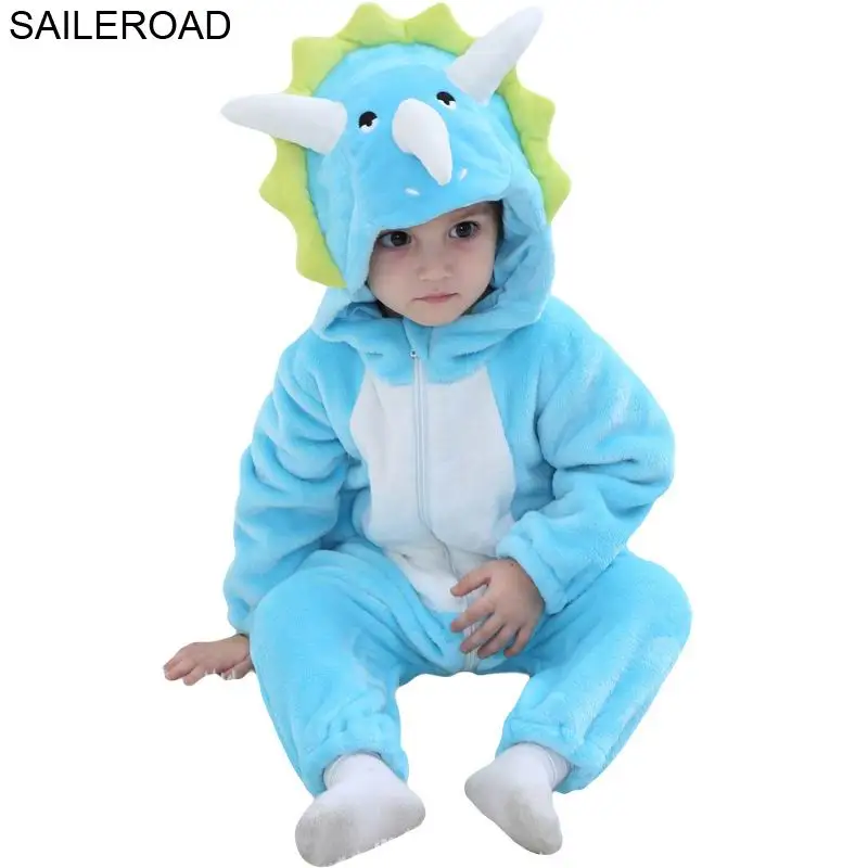 SAILEROAD Детская Одежда для Новых Животных Kigurumi Мультфильм Новорожденных Пижамы Халаты Малыша Пижамы Одежда Мальчики Девочки Ползунки - Цвет: H2530Triceratops