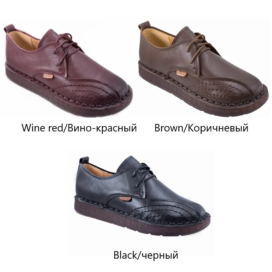 BELISS lace-up loafers casual flat shoes women handmade 2018 spring autumn cow leather soft comfortable shoes ( (9999