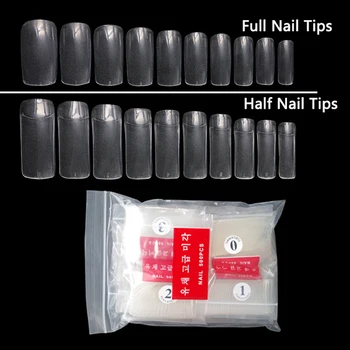 

MSHARE False Nails Full Half Tips Pree on Nails Transparent Nail Art Sticker 10 Different Sizes