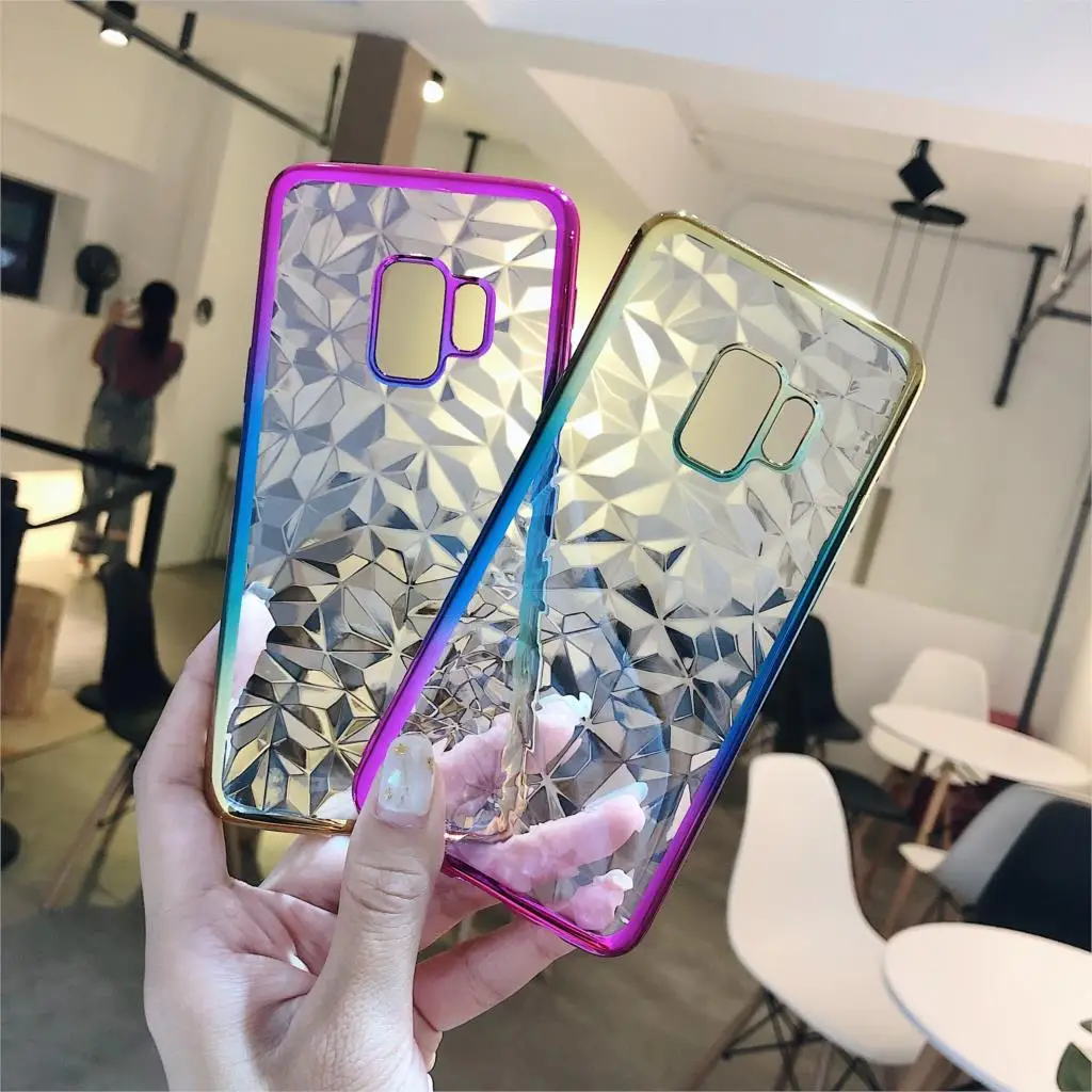 

Diamond Pattern Gradient Edge cover For Samsung Galaxy S9 S8 S10 Plus Note 9 8 J2 A7 2018 A70 A50 A40 A30 A20 A10 M20 Phone Case