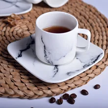 1 Unidades 280 ml Moderna Minimalista de Mármol de Porcelana Conjunto Taza de Café de Porcelana Taza de Té y Platillo Conjunto