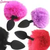 Rabbit tail silicone anal plug sex toy adult product for woman,anal plug dog tails Slave cosplay submisson bead Rabbit girl game 1