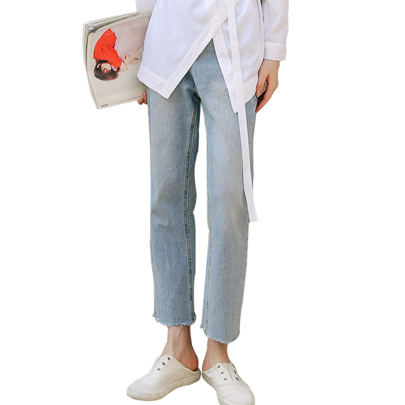 Autumn Women Jeans Casual Solid High Waist Loose Slim