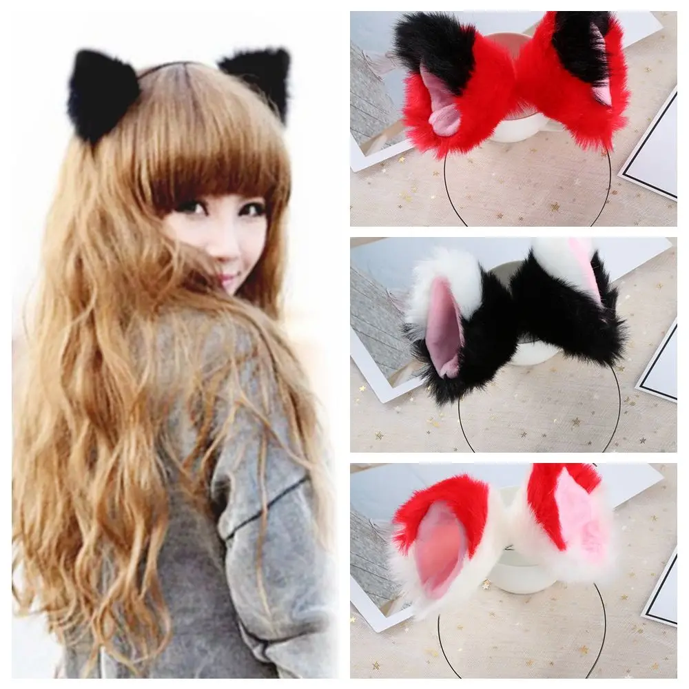 

HOOH Girls Night Party Club Hairbands Fur Cat Animal Ear Pattern Headbands Bell Clips Women Ear Hair Hoop Hair Accessories