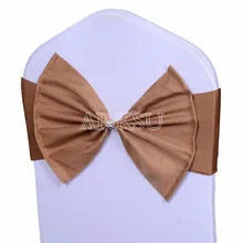 50 шт./лот коричневый свадебные стул створки галстук акрил крышка стула эластичной вставкой стул пояса спандекс крышка стул