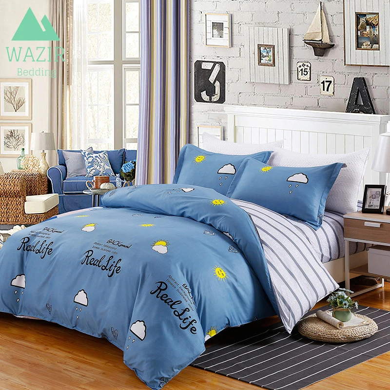 

WAZIR Soft Comfortable Cartoon Printed Bedding Set Duvet Cover Bedspread PillowCase bed sheet bedclothes bedroom Home textile