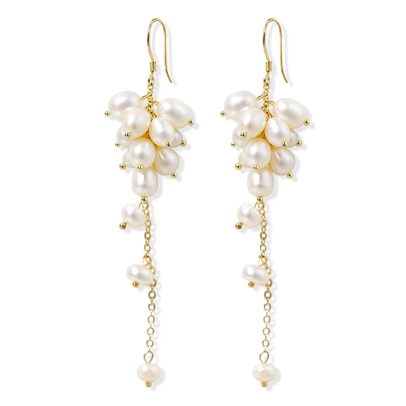 

JC S925 Sterling Silver Jewelry Gold Plated Fairy Cute Women Earrings Pearl Earring Elegant Wedding Engagement Woman Gift