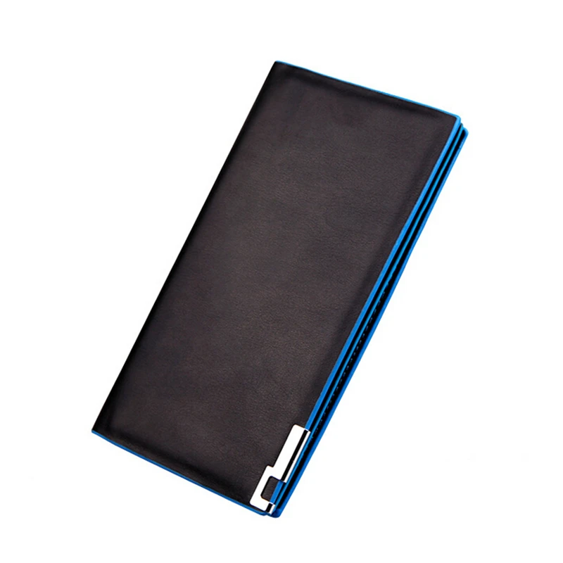 

Men Male Utility Flip Up ID Window Money Purses Simple Style Solid Color Long Wallets 2369