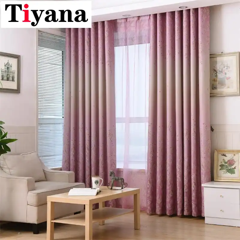 Rustic Small Floral Leaves Designer Pink Curtains For Living Room