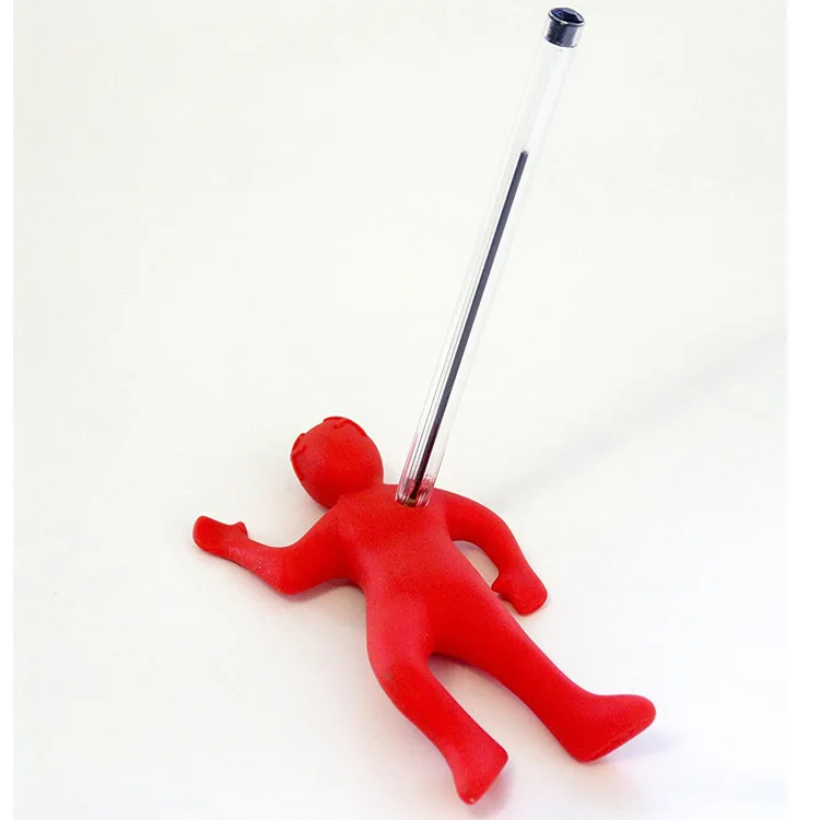 Красный маленький человек ручка держатель Забавный Интересный Подарок креативная Новинка Канцелярские принадлежности для дома и офиса ручка для хранения