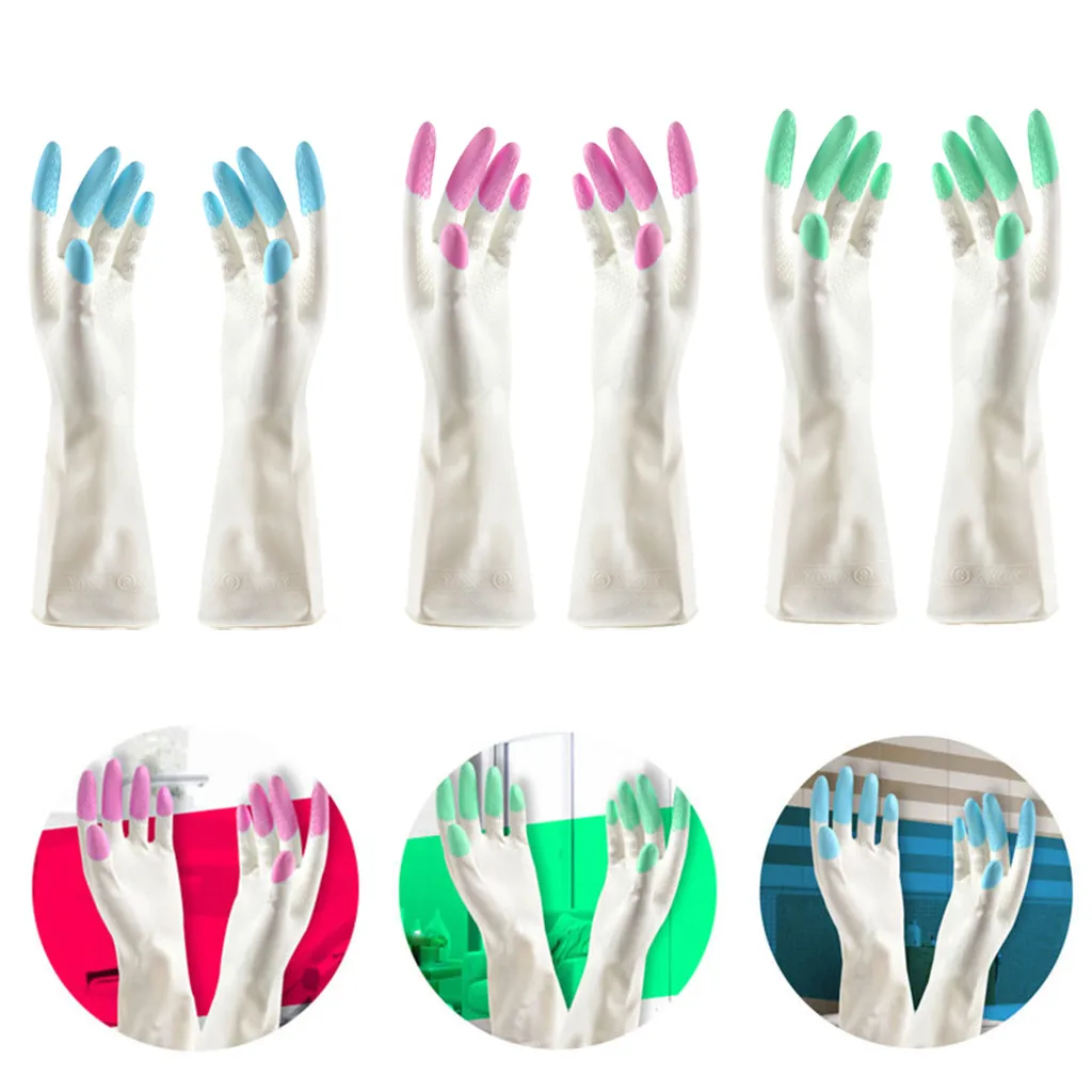 3 Durable Long Sleeve rubber latex gloves Wash Dishes Dishwashing Kitchen Gloves House cleaning gloves washandjes gants cuisine