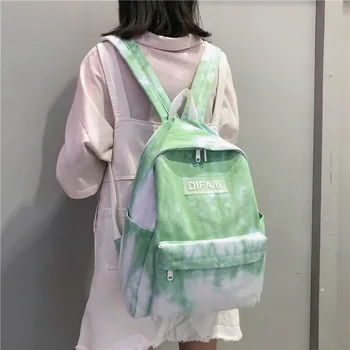 

Fashion Tie-dyed Canvas Women Backpack High Quality Schoolbags For Teenage Girls Travel Backpack College Student Book Bag