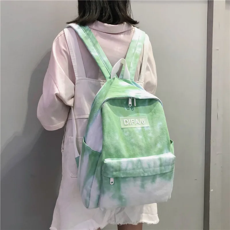 Feminina de Alta Mochilas para Meninas Mochila de Viagem Dcimor Tie-tingido Lona Mochila Qualidade Adolescentes Estudante Faculdade