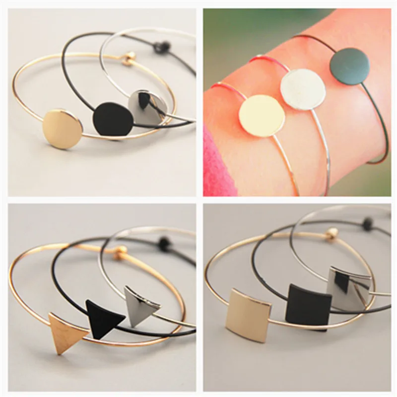 

Fashion simple geometric Triangle square round bracelet femme jewelry Popular geometric metal bracelet bracelets for women