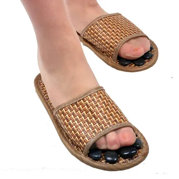 

Natural cobblestone stone rattan grass slippers foot care at home acupoint seniority acupuncture point massage shoes 1 pair