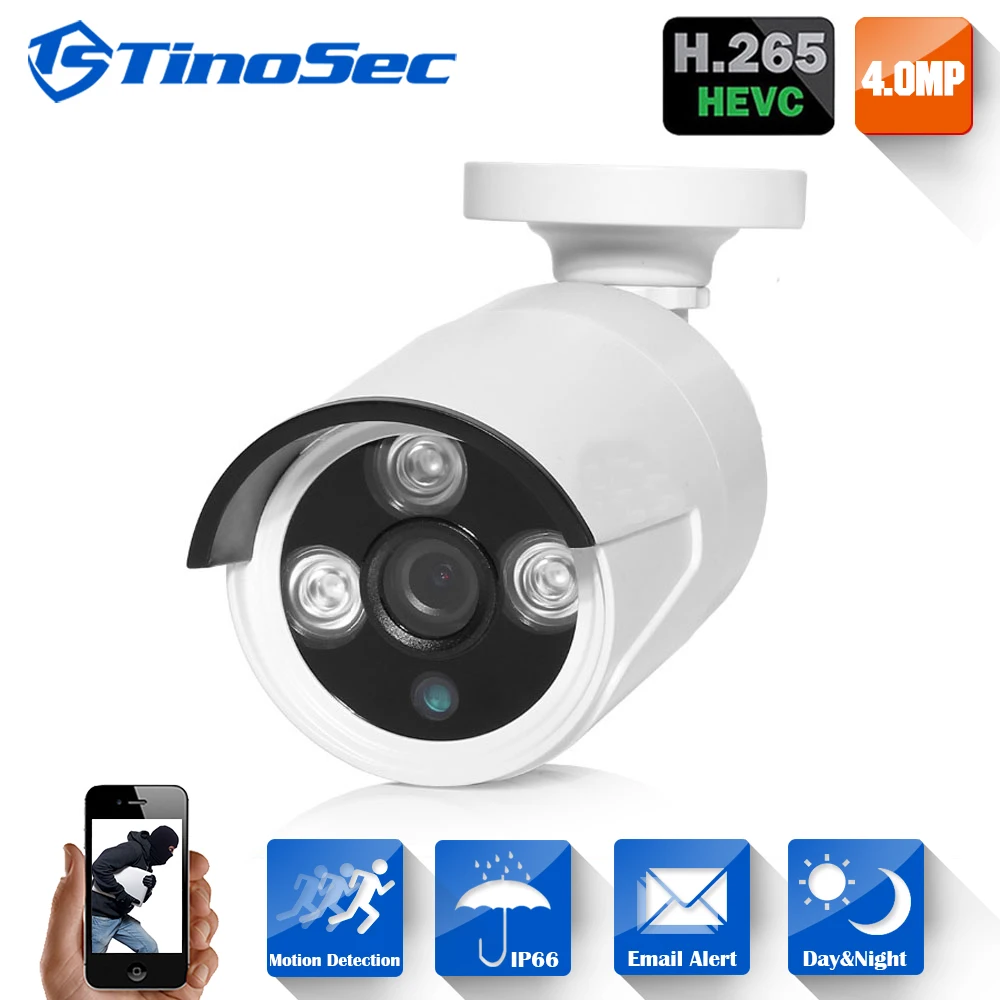 TinoSec Mini CCTV POE IP Camera 1080P 2.0MP 4.0MP 48V Power Over Ethernet IR Outdoor H265 ONVIF Waterproof Surveillance IPC Cam 