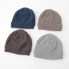 Высокое качество Skullies шапочки унисекс вязаный берет открытый сплошной шерстяной флис теплый толстый зимний купол пара шапки