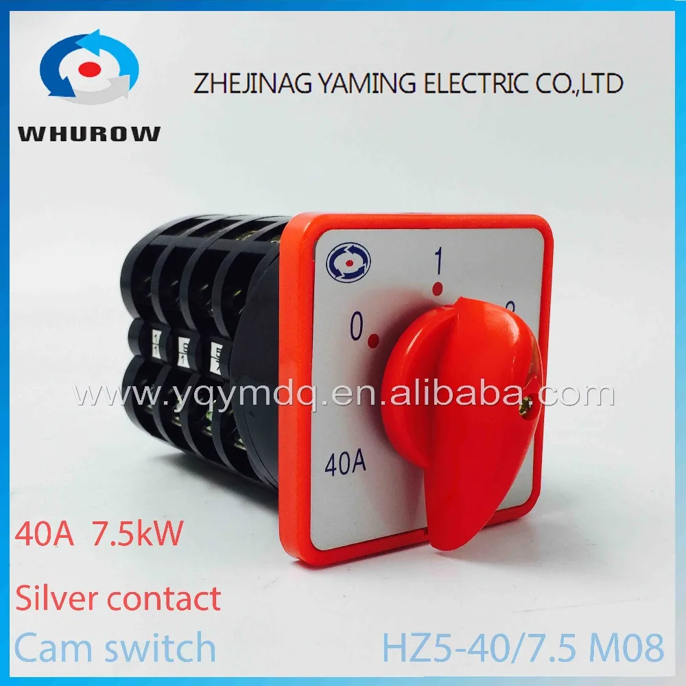 

HZ5-40/7.5 M08 automatic electrical changeover rotary cam combination switch four poles 40A 7.5kw 380V sliver point contacts