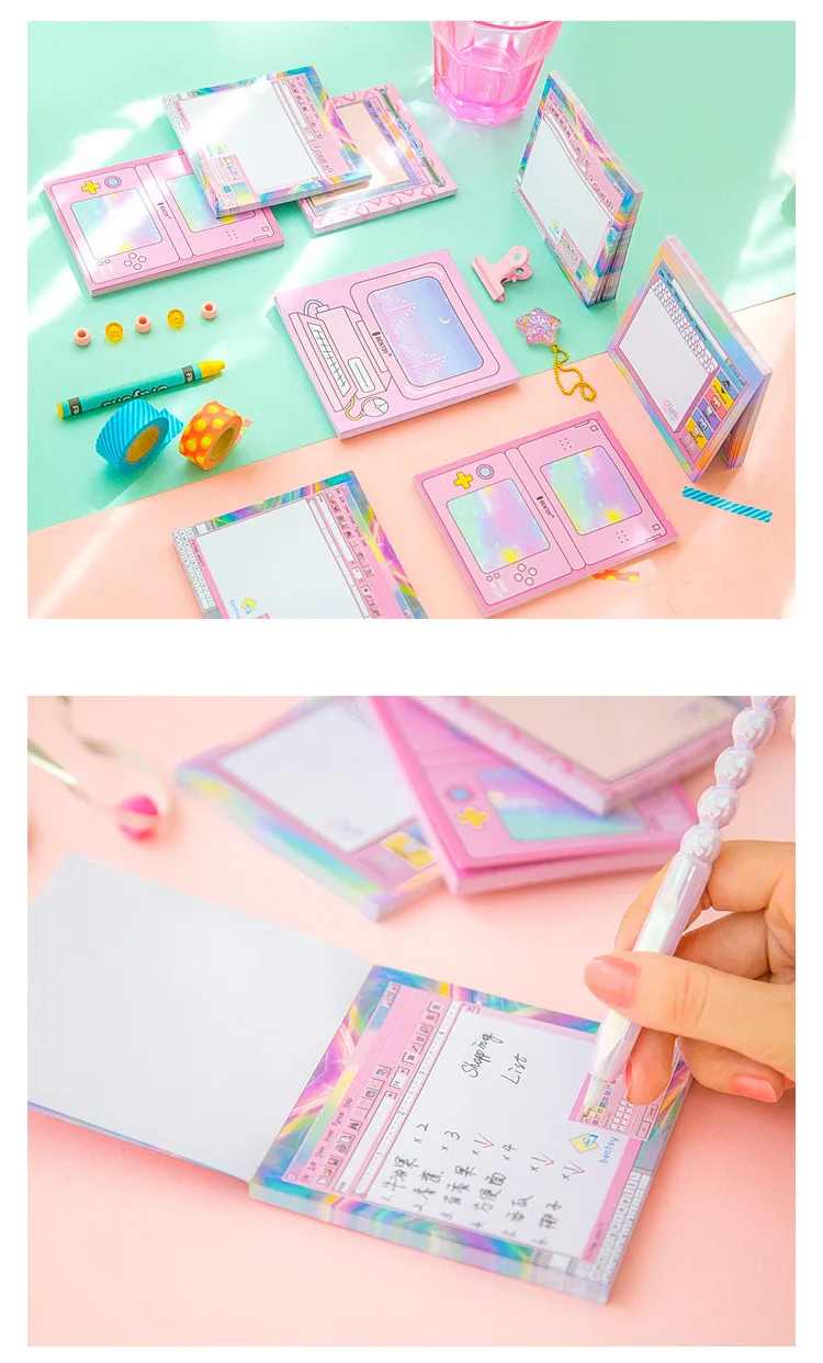 Cute Computer Game Memo Pad Self-adhesive Planner Stickers Kawaii Paper Sticky Notes Notepad School Office Stationery Supplies