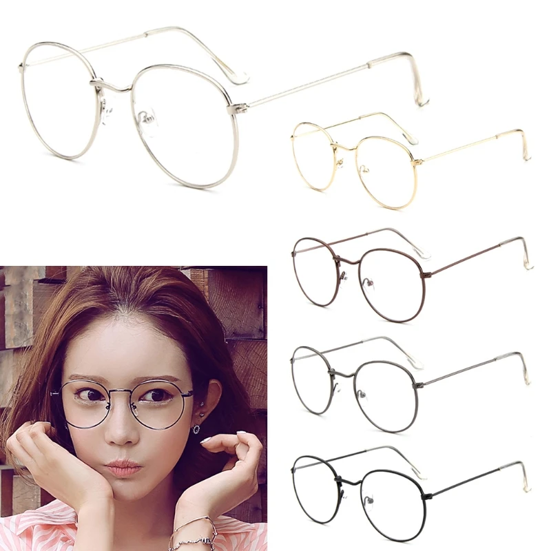 

Fashion 1 Pc Vintage Men Women Eyeglass Metal Frame Glasses Round Spectacles Clear Lens Optical New High Quality