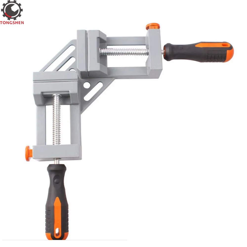 Right Angle Clamp Double Handle Aluminum Corner Clamp Right Angle Clip Clamp Tool Woodworking Vise Welding Clamp Holder 100cm x 50cm welding torch holder support mig gun holder clamp mountings mig mag co2 tig welding positioner turntable