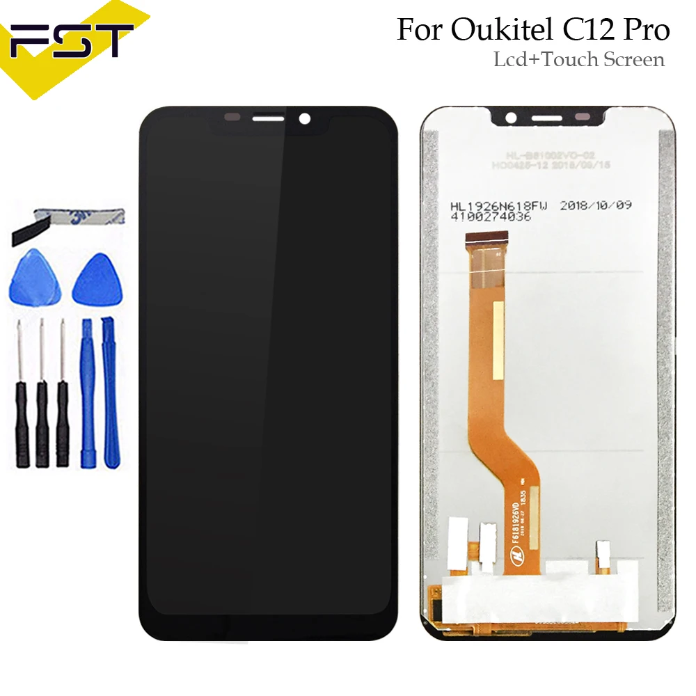 Pаспродажа Черный 6,18 для Oukitel C12 Pro ЖК дисплей + сенсорный экран дигитайзер сборка запасные части + Инструменты + клей