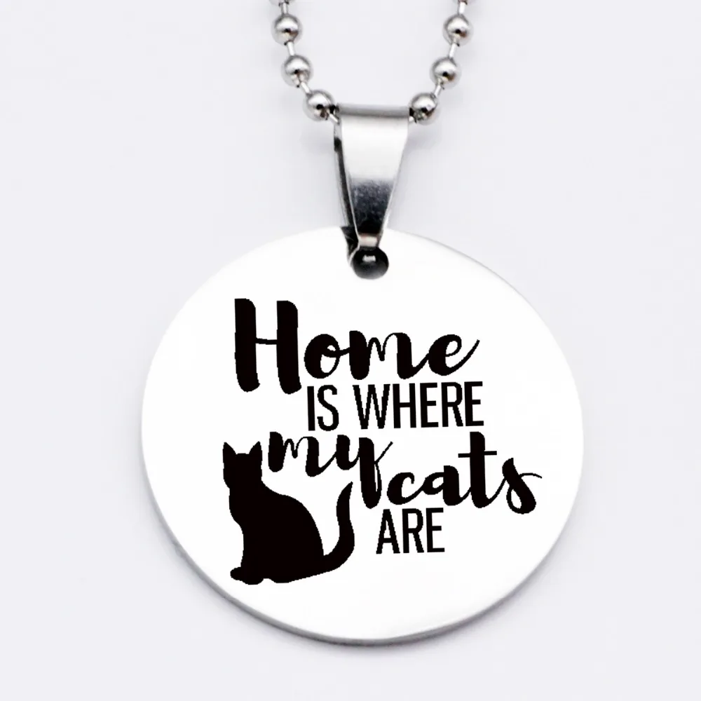 Creativity Letter Necklace Keychain Home Is Where My Cats Are Gift For Friend Accept Drop Shipping YP6176 | Украшения и