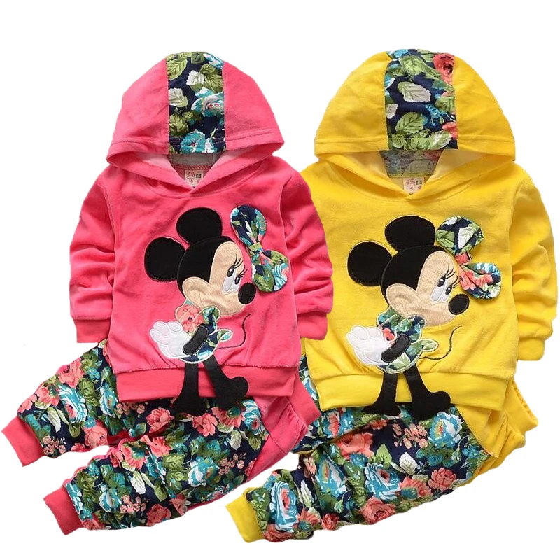 

Minnie Girls Clothing Sets Spring Casual Cotton Hooded Children Clothes Set Full Sleeve Girls hoody Pants Kids Clothing